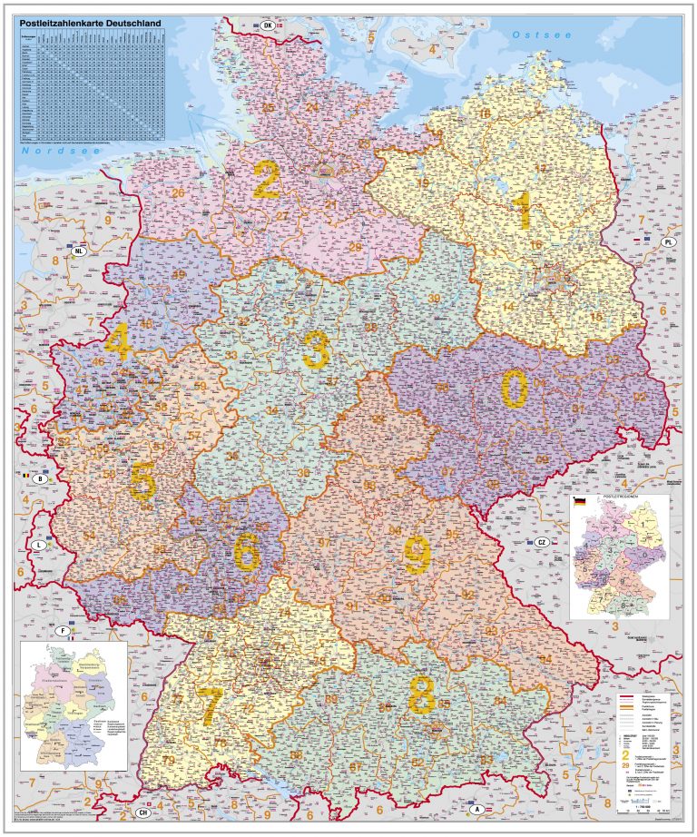 Postleitzahlenkarte Deutschland Stiefel