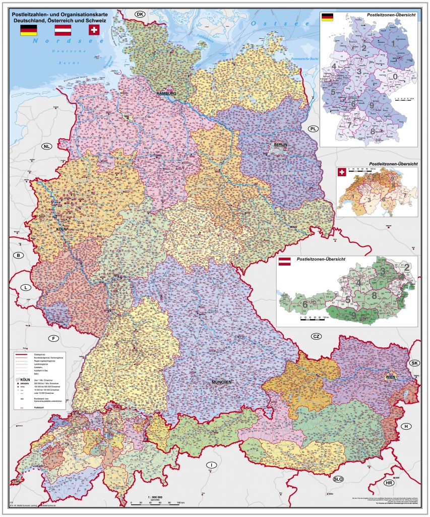 Postleitzahlen- und Organisationskarte Deutschland ...