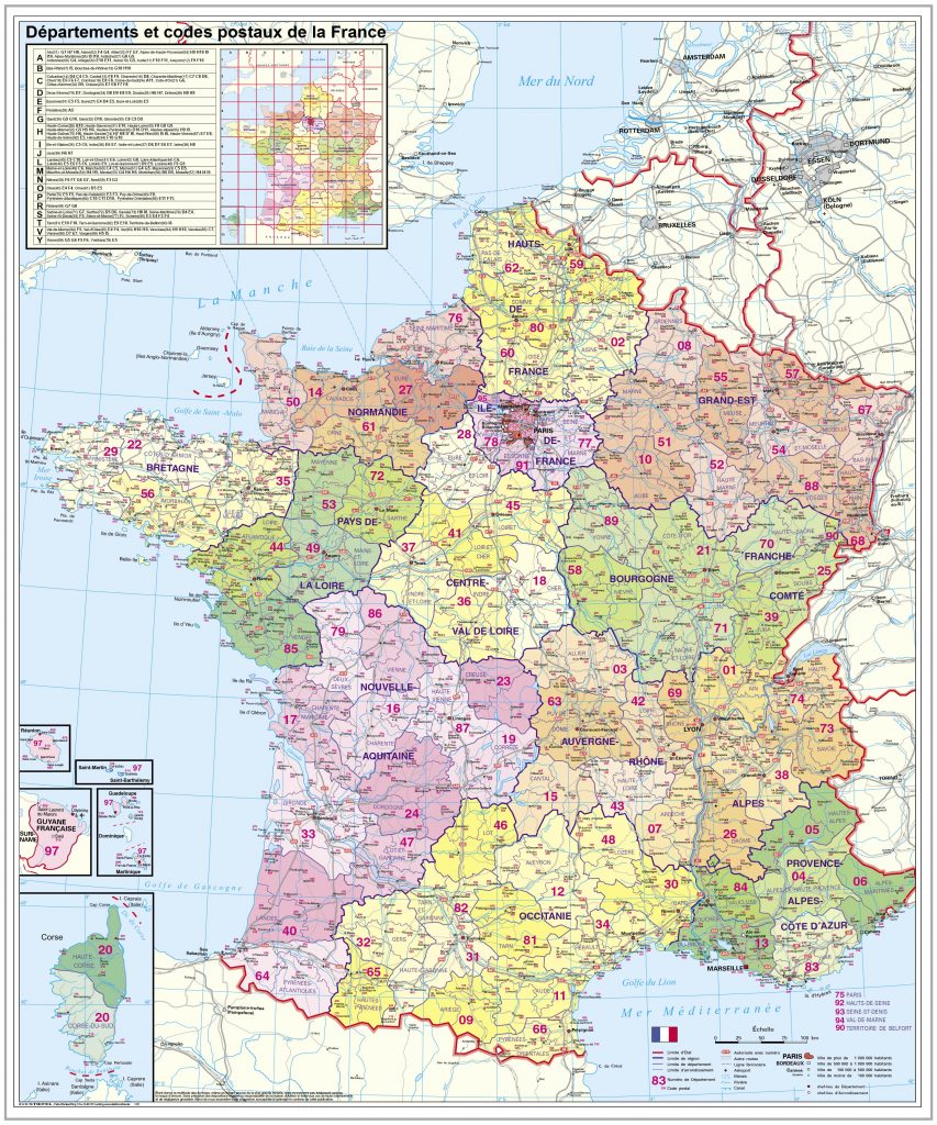 Departementkarte (PLZ) Frankreich - Stiefel
